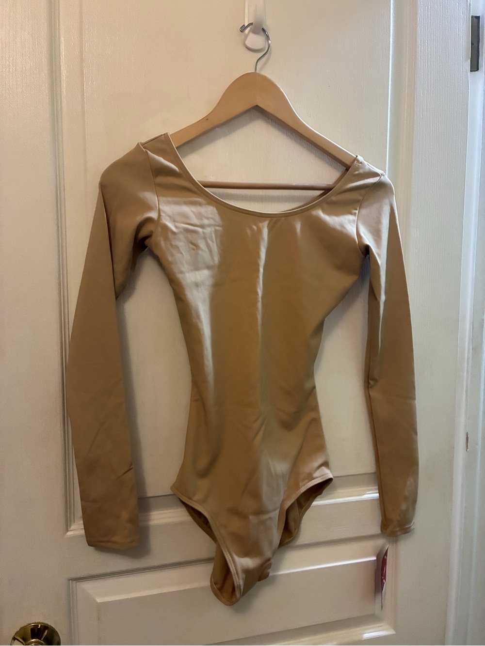 Capezio Long Sleeve Women’s One-Piece Bodysuit in Tan NWT Size M